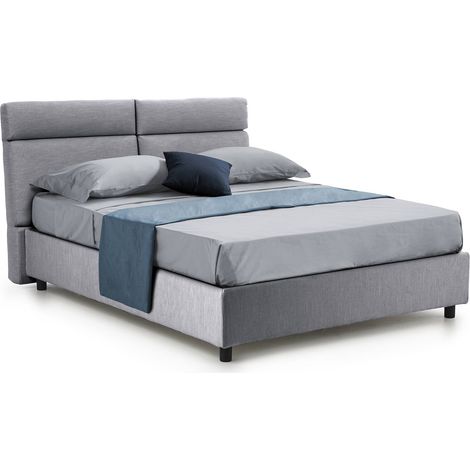 Letto Matrimoniale Asica, Letto Matrimoniale Materasso Incluso, Sfoderabile Made in Italy, Contenitore, Grigio