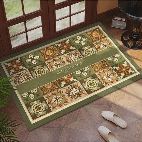 LAN Boucle en soie, 4060 cm Tapis d'entrée résistant aux taches et facile à nettoyer, tapis en tissu bouclé, antidérapant et grattant la boue (1/5)