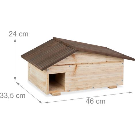 Abri pour hérissons double protection extérieur 24 x 46 x 33,5 cm en bois de pin naturel
