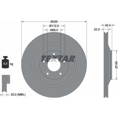 Lot de 2 Disques de frein Textar 92177005 AUDI 3D0615601 3D0615601C 3D0615601E