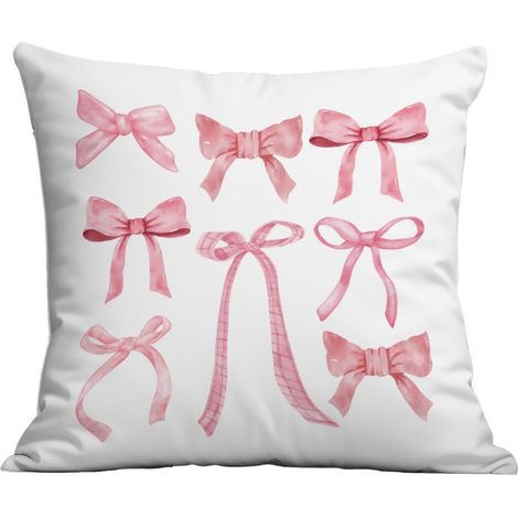 Federa 45x45 cm bianca con fiocchi rosa decorativi stile JAŚ (1/3)