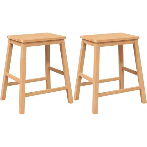 Lot de 2 Tabourets de bar，Chaise de bar bois massif d'hévéa CFW227090 (1/5)