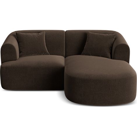 Canapé d'angle droit modulable 3 places en velours chocolat (1/5)
