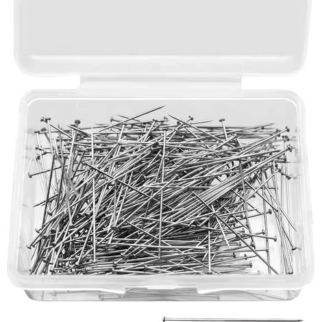 Épingles à Couture, 500Pcs Epingle Couture 26mm Acier Inoxydable Aiguilles de Épingles Tête Fines Droites Satin Épingle à Tête Plate pour Couturière Vêtement Bijoux Artisanat (1/5)