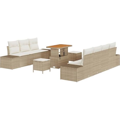Maison Exclusive - Gartensofa-set mit Kissen mit Speicher 10 pcs