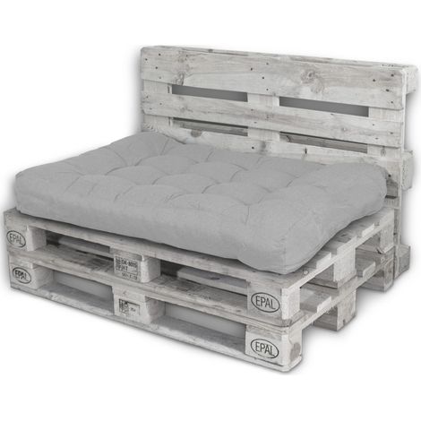 Palettenkissen Palettenauflagen Sitzkissen Rückenlehne Kissen Palette Polster Sofa Couch Hellgrau - Sitzfläche
