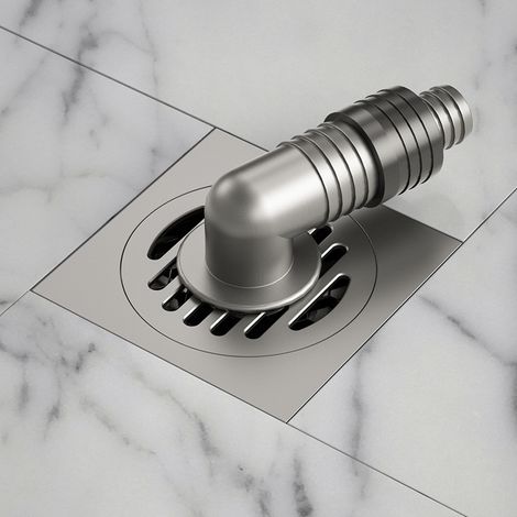 Piletta di scarico per doccia quadrata, 100100 mm, con coperchio filtro rimovibile, scarico per pavimento esterno, collegamento alla lavatrice, scarico per pavimento per doccia in ottone/spazzolato