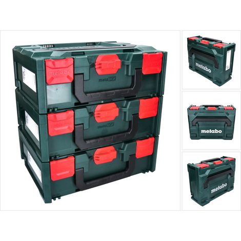 Metabo metaBOX 145 Set 3x System Werkzeug Koffer Stapelbar 396 x 296 x 145 mm - ohne Einlage