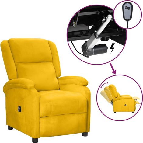 Fauteuil inclinable électrique Fauteuil Relax - Fauteuil Salon Jaune Velours BV435637 - BonneVie (1/5)