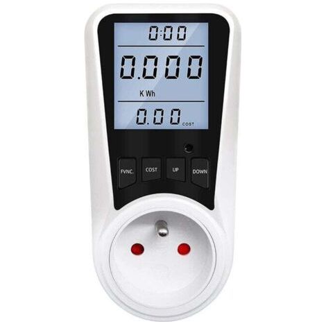 Prise Compteur d'Énergie électrique avec 7 Mode, Max 3680W,Compteur d'énergie Wattmètre Prise,Compteur d'énergie avec l'écran d'affichage à cristaux liquides pour Économie d'Energie -Blanc, (1/5)