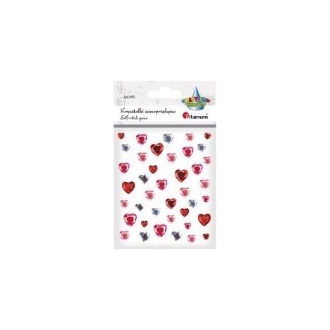 Cristaux autocollants en forme de cœur, assortiment de 40 pièces