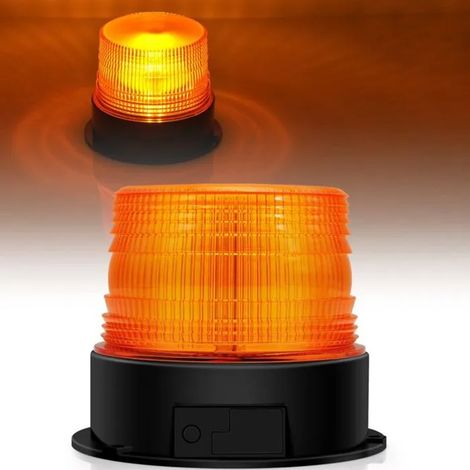 Gyrophare LED sans fil - PZCC - Rechargeable - 12V-24V - Orange - Lumière stroboscopique - Base magnétique (1/4)