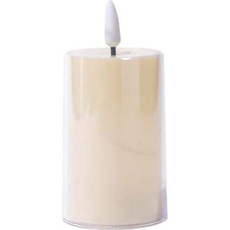Lot de 3 bougies LED sans flamme en PP, fausses bougies piliers électriques LED pour décorations de table de mariage et de Noël, mèche fixe (1/5)