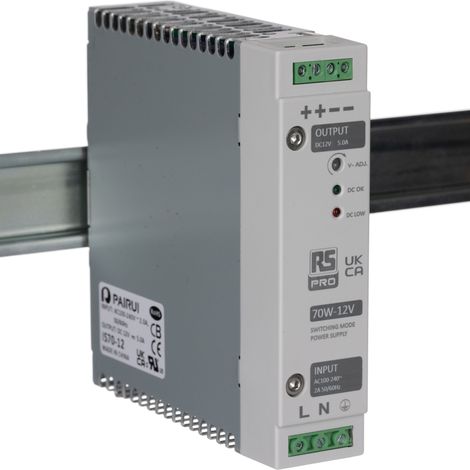 Alimentation pour rail DIN RS PRO, 12V c.c. 5A, 230V c.a., 70W ( Prix pour 1 )