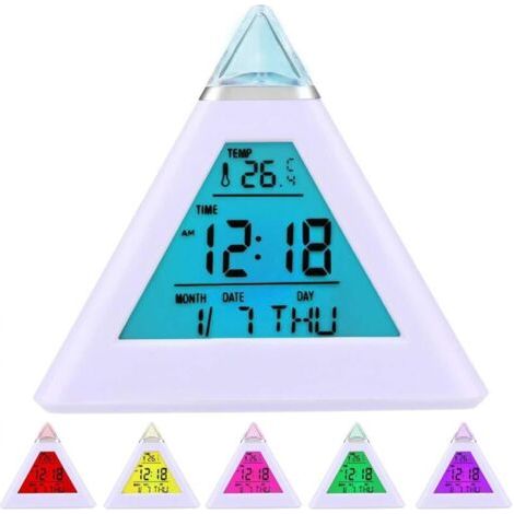 Réveil Horloge Digitale Pyramide avec 7 LED aux Couleurs changeantes (1/5)