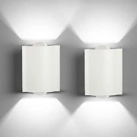Set 2 Applique LED da Parete 2 LED Design Curvo Compatto IP65 Interno/Esterno Luce Naturale o Fredda Nero o Bianco Luce Fredda - Bianco (1/5)