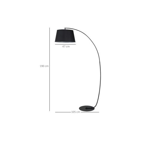 Lampadaire arc en métal noir avec abat-jour en tissu, MODENUIT (1/4)