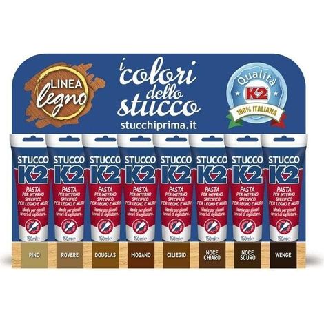 Stucco in pasta colorato "K2"per mobili, infissi e muri, in tubetto -Noce chiaro
