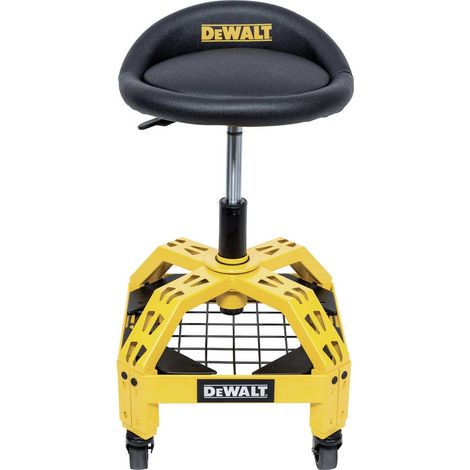 Dewalt – Tabouret d'atelier réglable en hauteur 57-68 cm – Siège rembourré rotatif 360° – Capacité 136 kg – Cadre acier robuste (1/2)