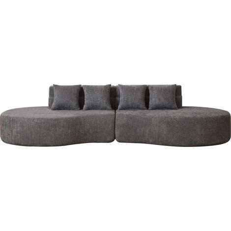 CHICFURN Divano modulare 310 cm beige in ciniglia, 2 pezzi senza telaio, stile moderno (1/5)
