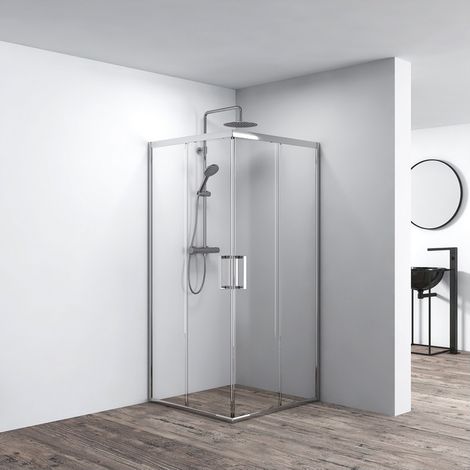 Box Doccia Quadrato 68-80/68-80x185h 4mm Cromato - Volta
