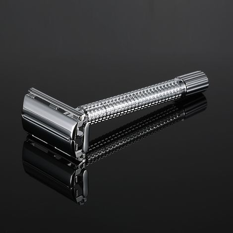 Rasoir de sécurité à Double tranchant en acier inoxydable, avec 20 lames, ensemble de rasage traditionnel à Double tranchant pour hommes (1/5)