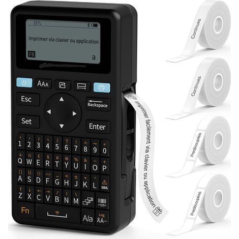 Étiqueteuse Clavier & Bluetooth avec 4 Rubans, Noir (1/4)