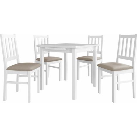 Conjunto de comedor Victorville 275, Blanco, 76x80x80cm, Diámetro: 0, Número de asientos: 4, Estilo: Contemporary (1/5)