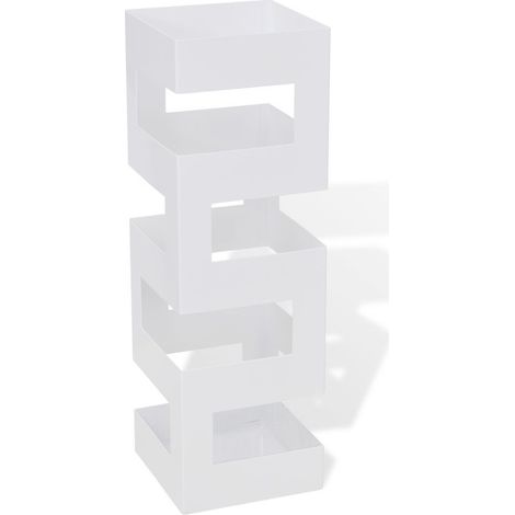 Blanc Carré Porte-parapluie Stockage pour cannes bâtons Acier 48,5 cm (1/5)