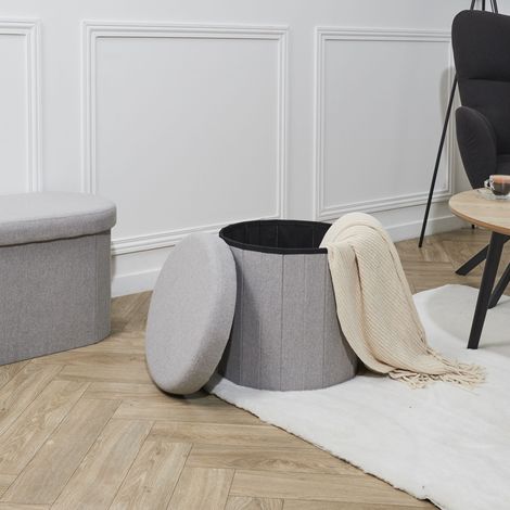 Coffre Pouf Pliable - HOME DECO FACTORY - Pills - Rangement - Confortable - Gris (1/3)