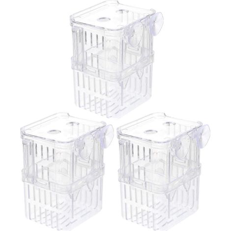 Lot de 3 boîtes d'isolement pour poissons, filet d'élevage, incubateur pour aquarium. (1/5)