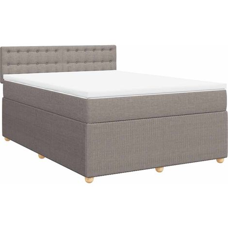 Lit double Lit adulte Sommier à lattes de lit avec matelas Taupe 160x200 cm Tissu (1/5)