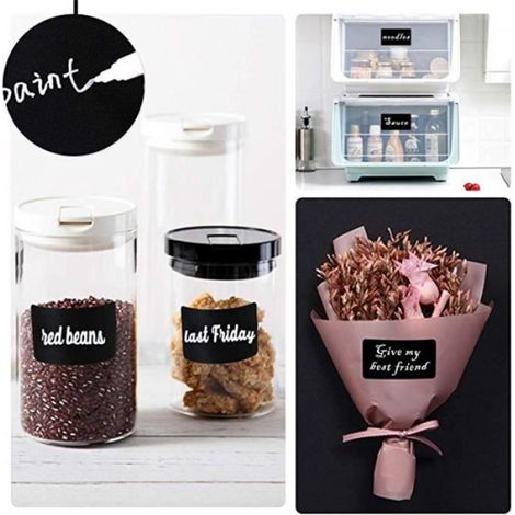 Etiquettes Cuisine - Noir Mat - 4 cm x 6 cm - Rectangulaires - Autocollantes - Vierges - Pour Pots et Bocaux - 150 Pièces (1/3)