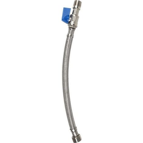 Robinet d'arrêt mâle/femelle 12 x 17 mm – Flexible 30 cm en laiton – Pour eau – Installation rapide et durable