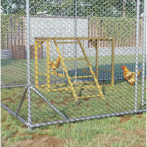 Parque de juegos de madera para gallinas con columpios y escalera, 3 a 4 gallinas, natural (1/5)