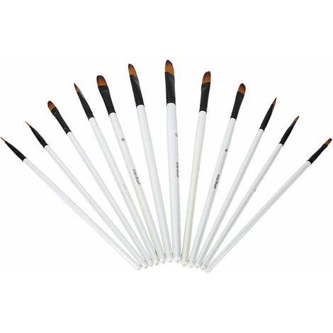 Ensemble de 12 Pinceaux Filbert pour Aquarelle et Détails avec Manche Nacré (1/5)