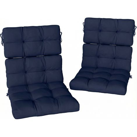 Outsunny 2pc Outdoor Seat Cushions Water Repellent Seat Pads with Backrest and Ties Dark Blue