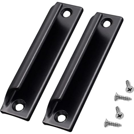 Poignée alliage aluminium Poignée porte coulissante Poignée porte balcon Poignée tiroir armoire fenêtres quincaillerie meubles avec vis noir (1/5)