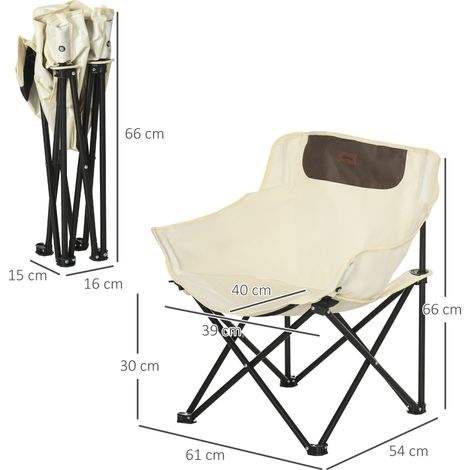 Chaise de camping, chaise de jardin pliante avec poche latérale, pieds en acier, fauteuil pliant avec sac de transport pour piscine, plage, Oxford, blanche (1/5)