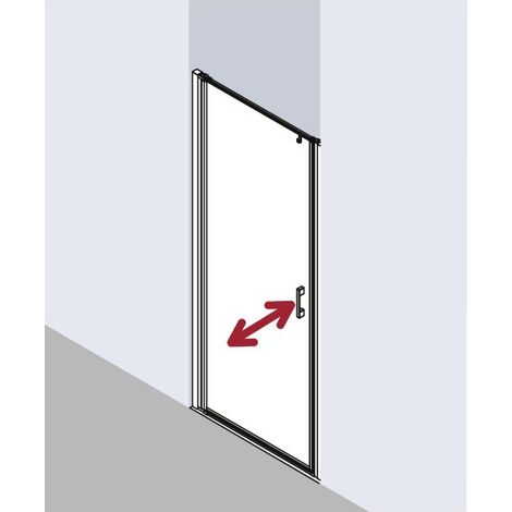 Kermi LIGA porte battante 1WR 850 x 2000mm argent satiné verre trempé transparent Clean (1/5)