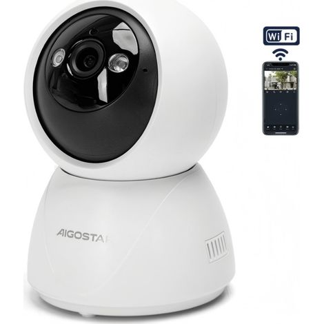Caméra Bébé WiFi 360° Aigostar - Babyphone Vidéo Audio Bidirectionnel - Vision Nocturne - Surveillance Chien Chat
