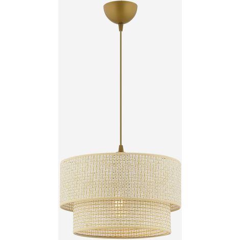 Suspension luminaire en métal et coton Echo - Crème (1/4)
