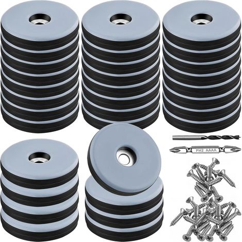 Lot de 32 Patins, Diamètre 38 mm, Téflon, Vis Acier Inoxydable, Forets, Pour Meubles Chaises Sols (1/5)