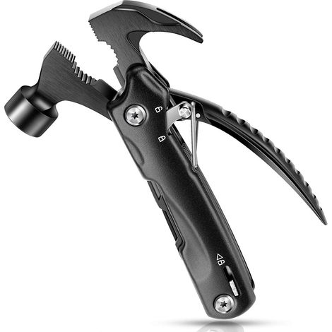 Marteau Multifonction - 12 En 1 Outil de Survie avec Masse, Pince, Coupe-Fil, Scie, Ouverture Bouteille - Pour Randonnée Camping Bricolage - 1 Pièce (1/5)