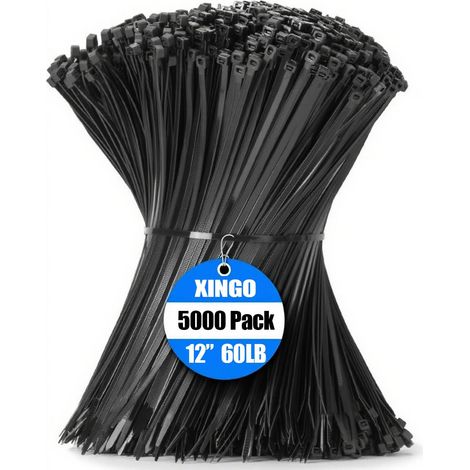 Lot de 5000 Attache-collier, Nylon PA66, Résistance 27 kg, Largeur 4,8 mm, Intérieur Extérieur (1/5)