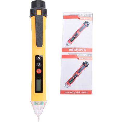 Ortviai Testeur de Tension Non Contact Multimètre Intelligent avec Détection NCV Double Gamme LCD Alarme Son Lumière pour Électriciens Utilisation Domestique VC1010【Jaune】