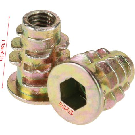 50 Sechskantmuttern M513 mm aus Zinklegierung für Möbel, mit Gewinde für Holzeinsätze (1/5)