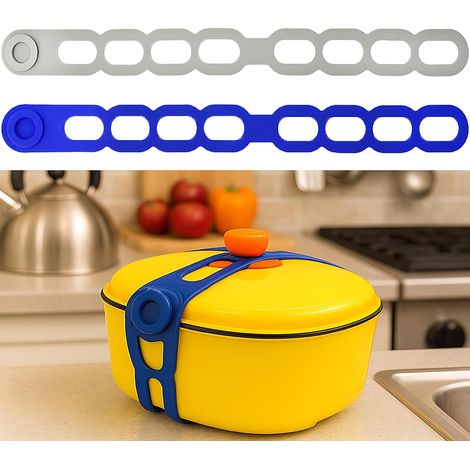 Silikon-Verschlussband für Slow-Cooker-Deckel, Töpfe, 2er-Set wiederverwendbare elastische Bänder mit automatischer Verriegelung, Befestigungsband zum Bündeln von Vorhängen, Kabeln (1/5)