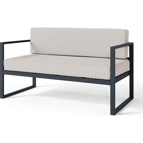 Selsey Dywilly - Garten-Sofa 2-Sitzer, wasserabweisend, grau/schwarzes Gestell (1/3)
