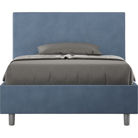 Letto una piazza e mezza contenitore imbottito 120x200 microfibra blu Adele (1/3)